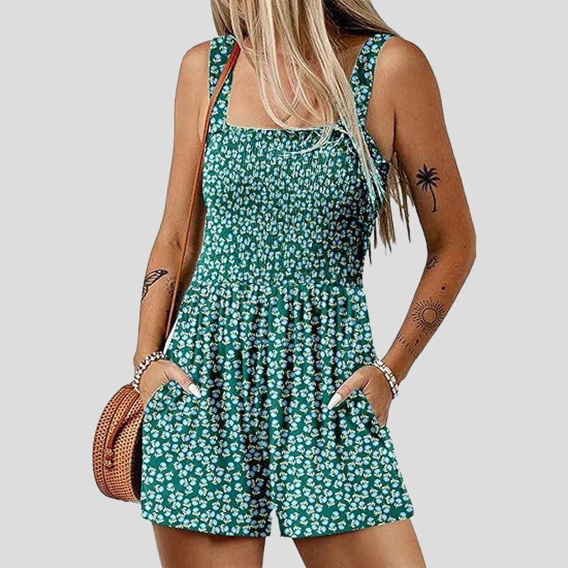 ☀️ Sommarjumpsuit för kvinnor med fyrkantig krage🌴