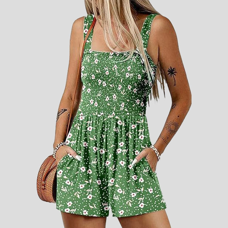 ☀️ Sommarjumpsuit för kvinnor med fyrkantig krage🌴