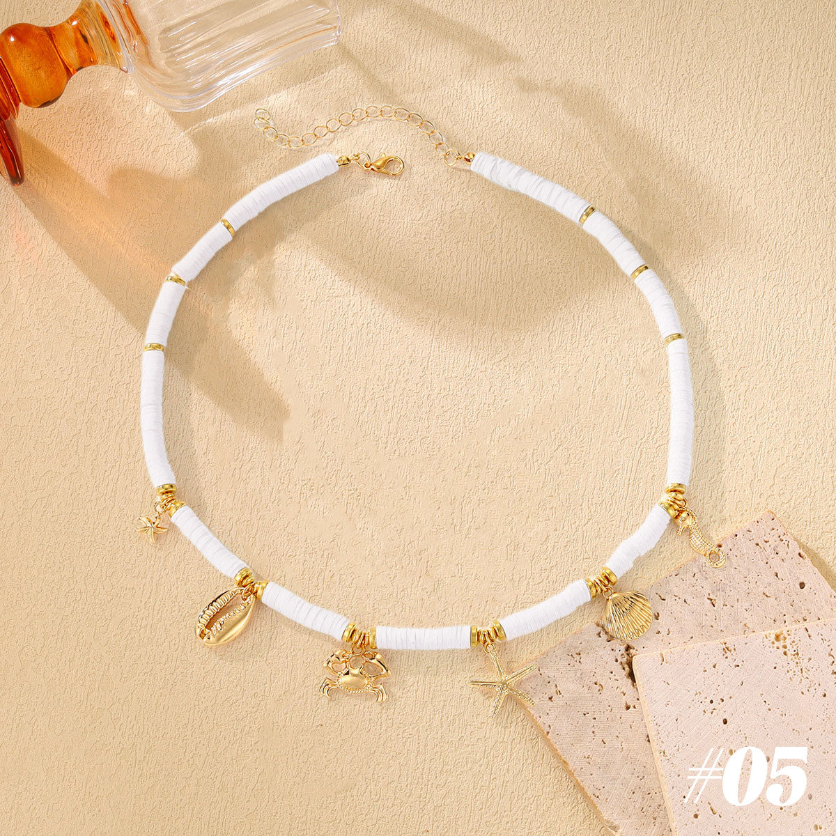 🌊Halsband med snäckor och sjöstjärnor i havsstil🐚