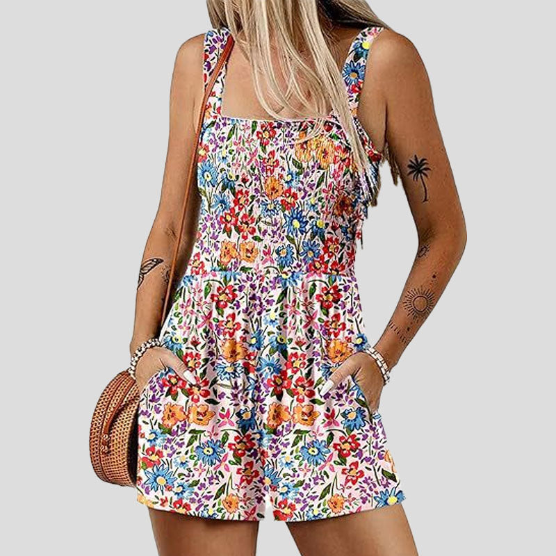 ☀️ Sommarjumpsuit för kvinnor med fyrkantig krage🌴