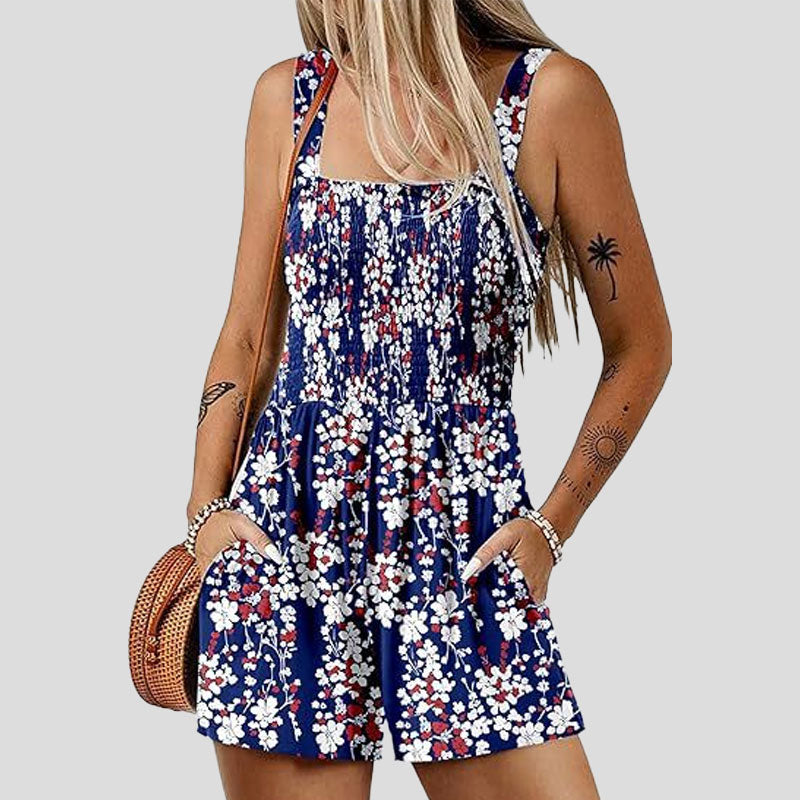 ☀️ Sommarjumpsuit för kvinnor med fyrkantig krage🌴