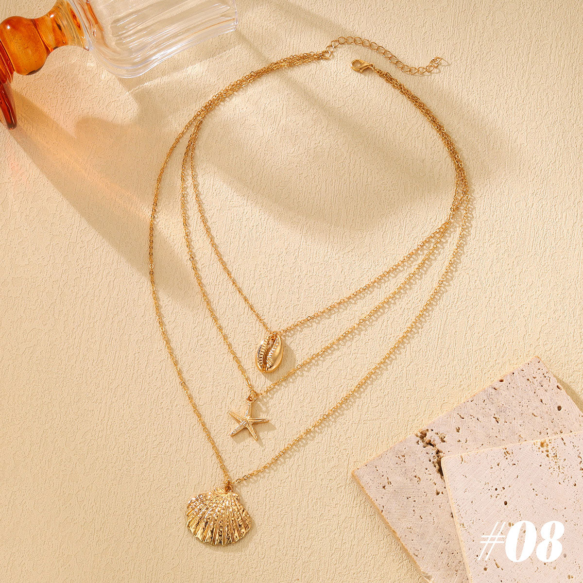 🌊Halsband med snäckor och sjöstjärnor i havsstil🐚