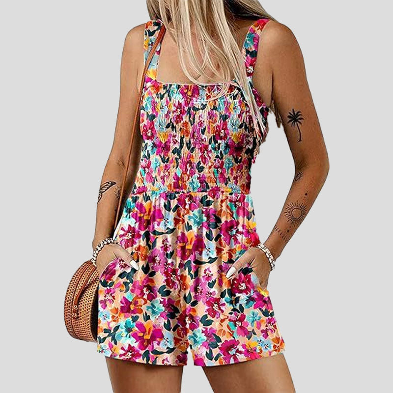 ☀️ Sommarjumpsuit för kvinnor med fyrkantig krage🌴