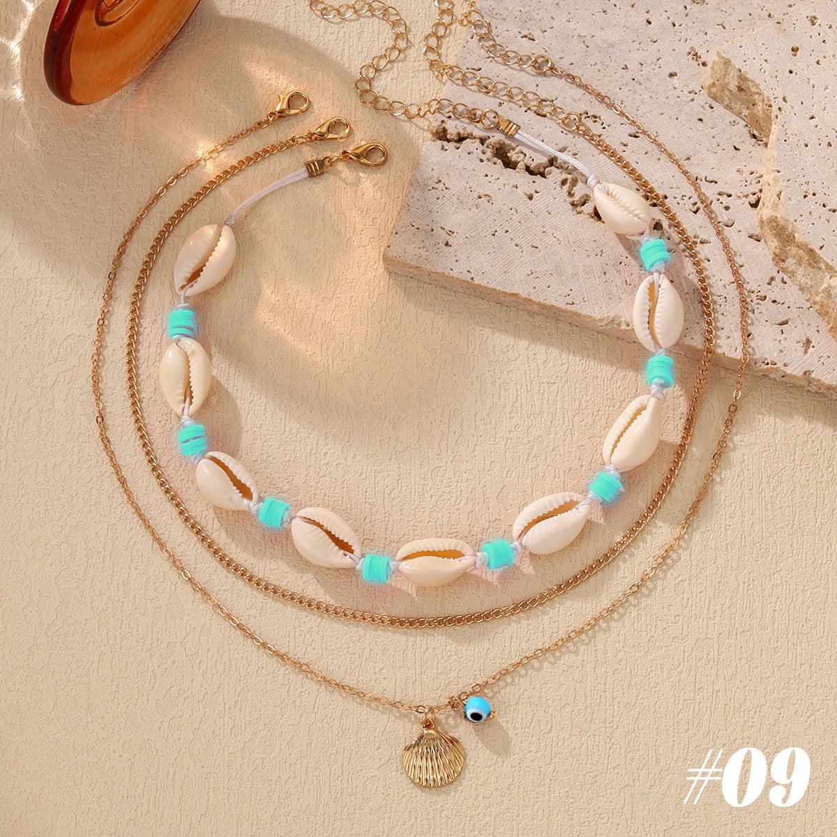 🌊Halsband med snäckor och sjöstjärnor i havsstil🐚