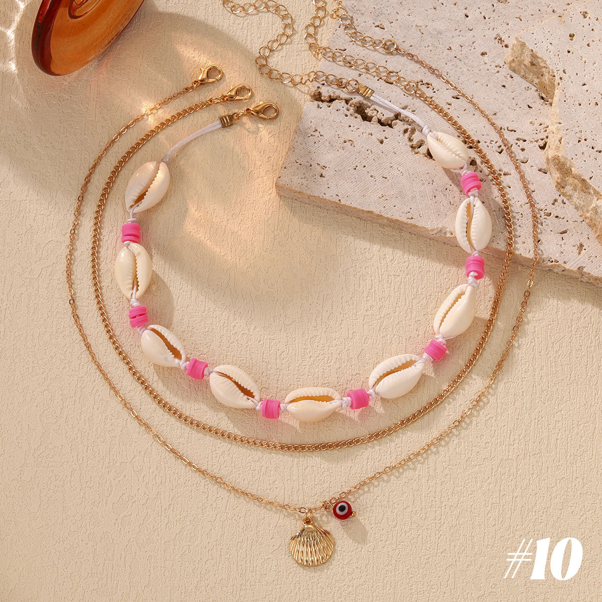 🌊Halsband med snäckor och sjöstjärnor i havsstil🐚