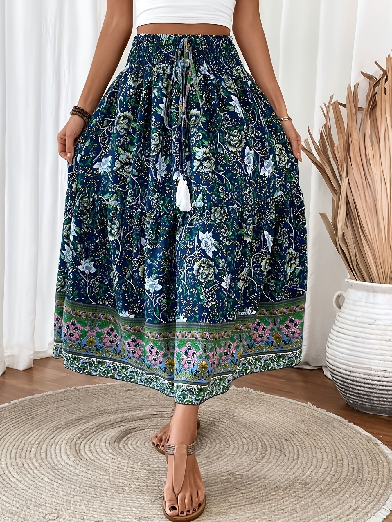 Tanja™Bohemisk Blommig Kjol Med Snörning