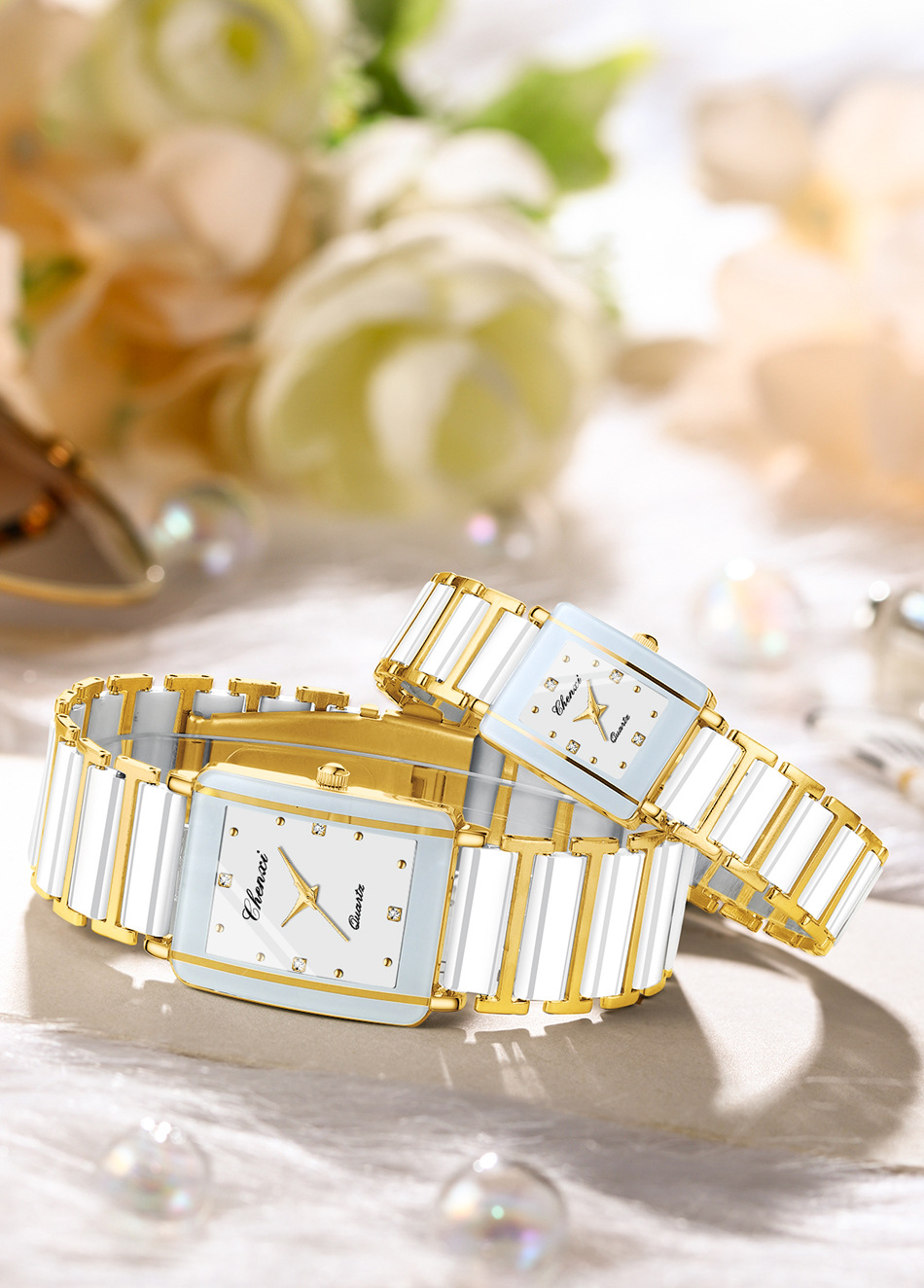 Fashion Ceramic Square Quartz Watch. klocka för par