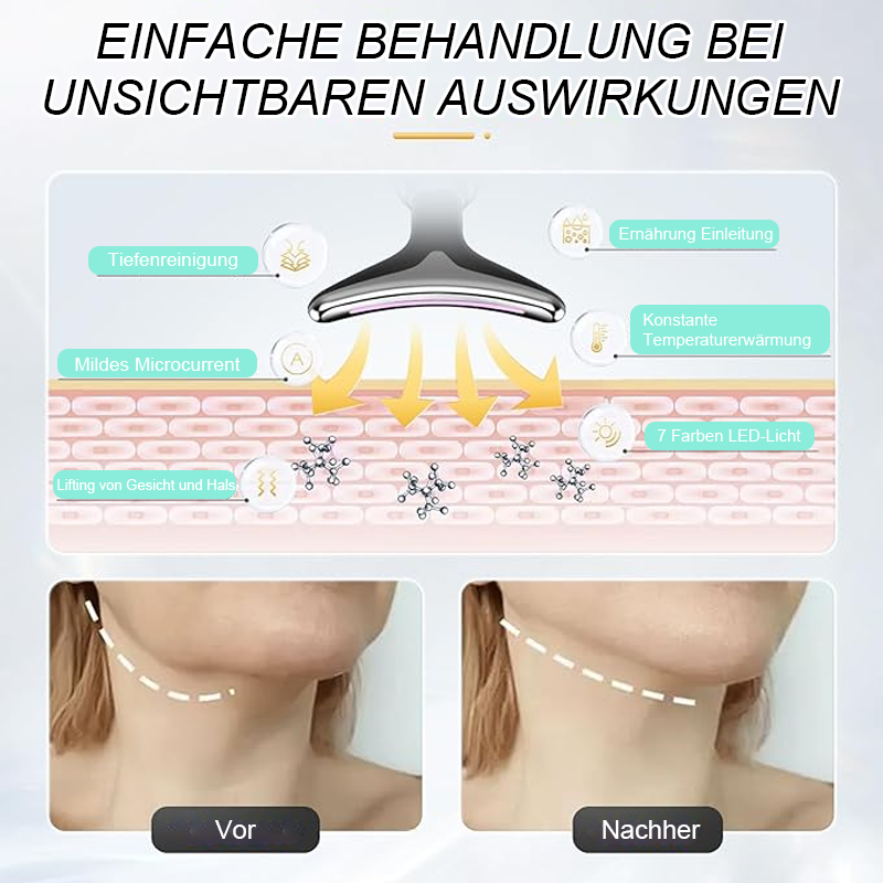 EMS RÖTT LJUSTERAPI ANSIKTE HALSLYFT RYNKBORTTAGARE ÅTNA MASSAGEAPPARAT