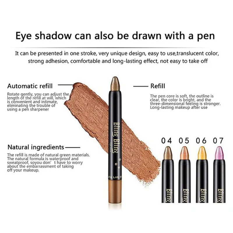 15 Färger Fluorescerande Eyeshadow Pencil Vattentät Glitter Eyeshadow Eyeliner