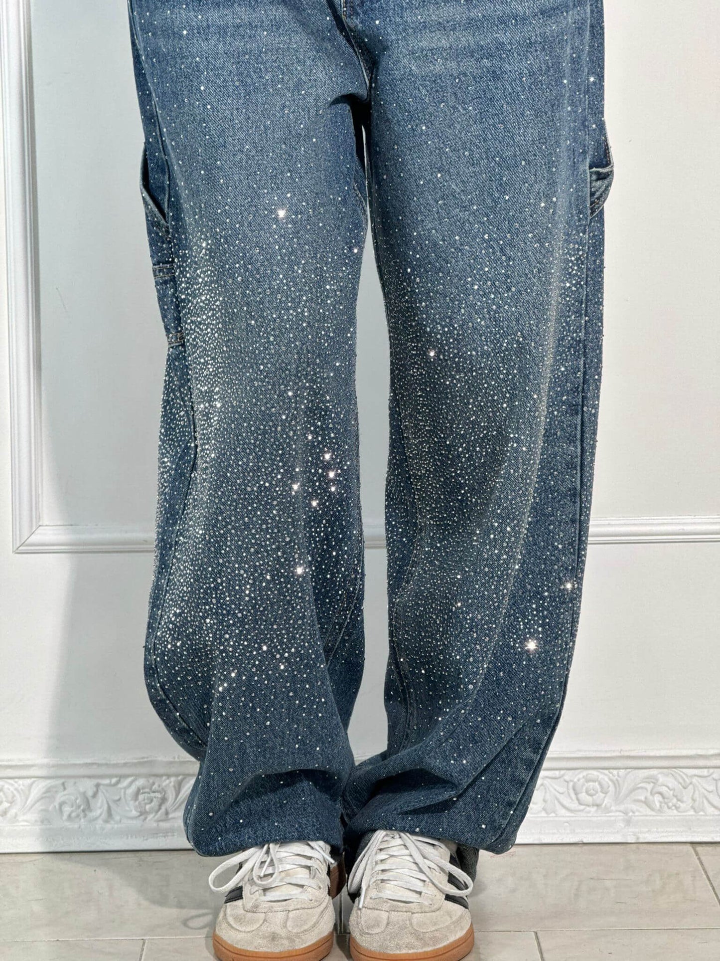 Knappficka High Rise Wide Leg Jeans