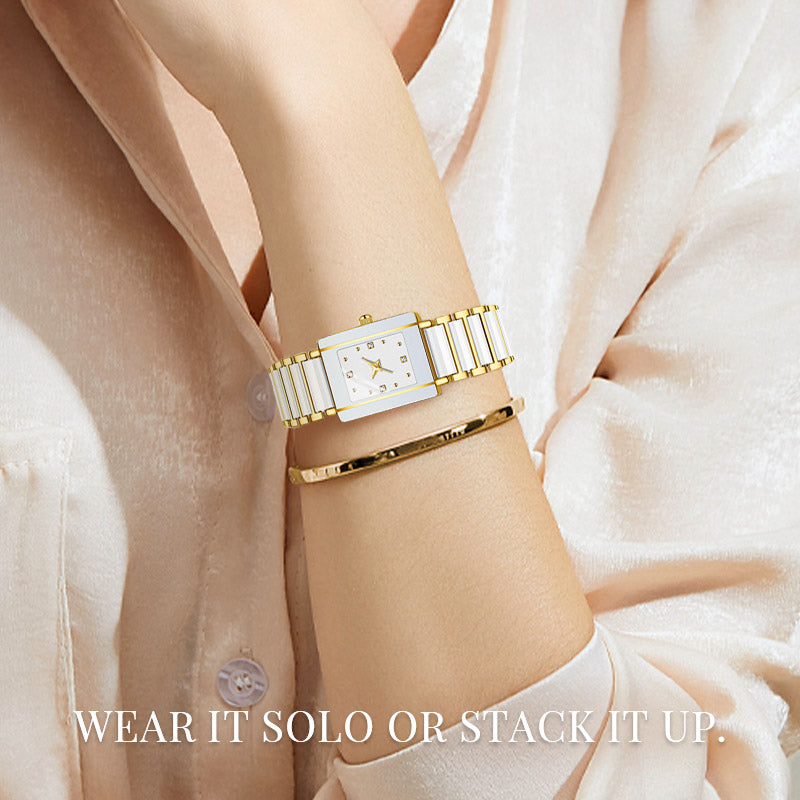 Fashion Ceramic Square Quartz Watch. klocka för par