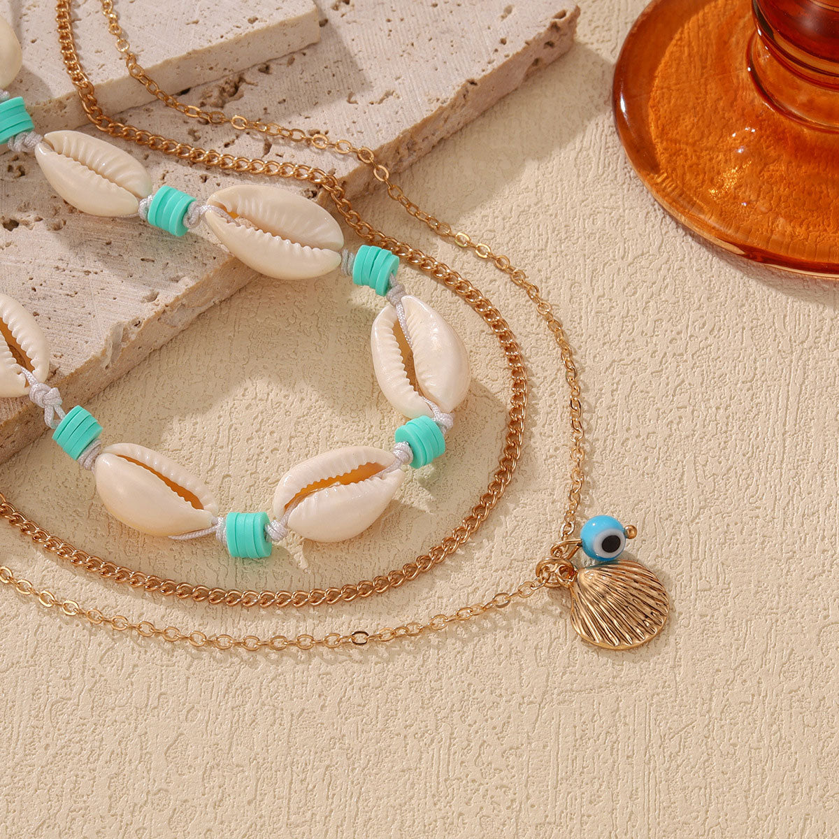 🌊Halsband med snäckor och sjöstjärnor i havsstil🐚