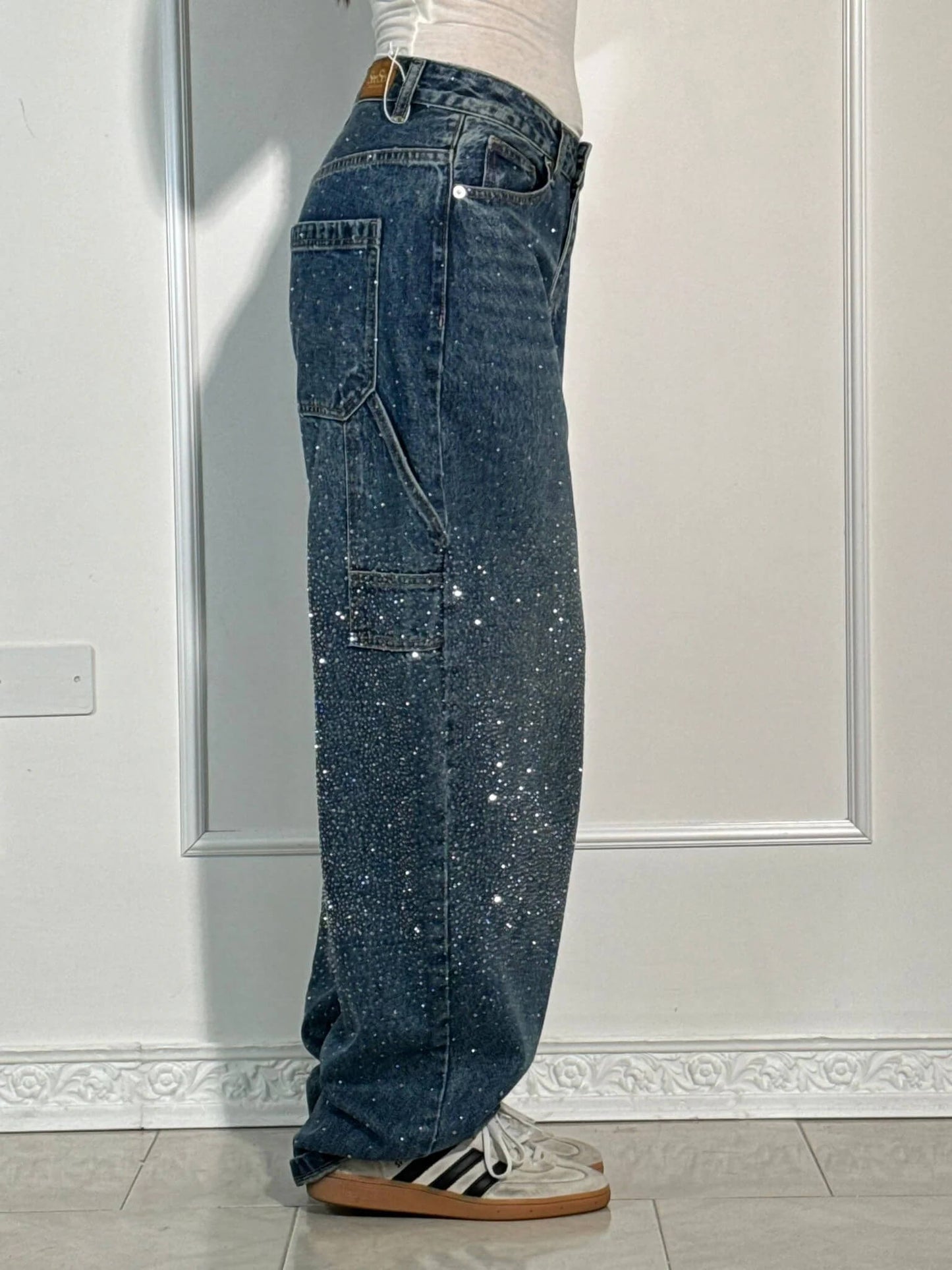Knappficka High Rise Wide Leg Jeans