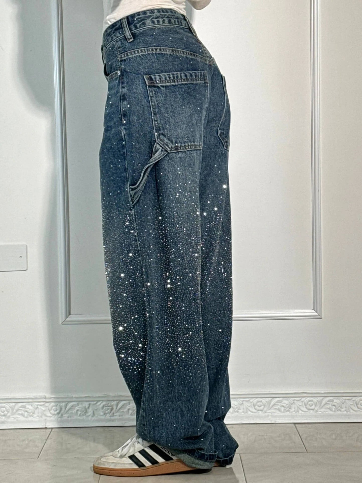 Knappficka High Rise Wide Leg Jeans