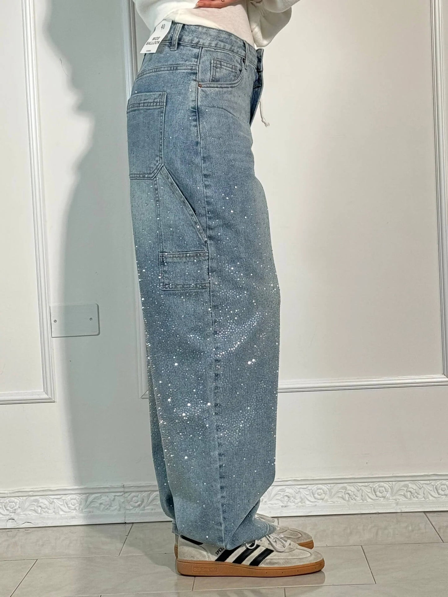 Knappficka High Rise Wide Leg Jeans