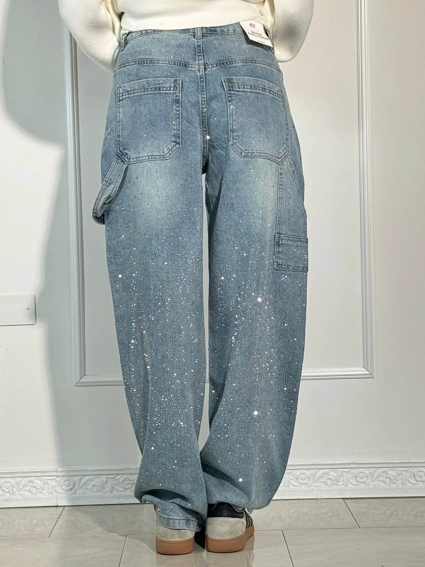 Knappficka High Rise Wide Leg Jeans