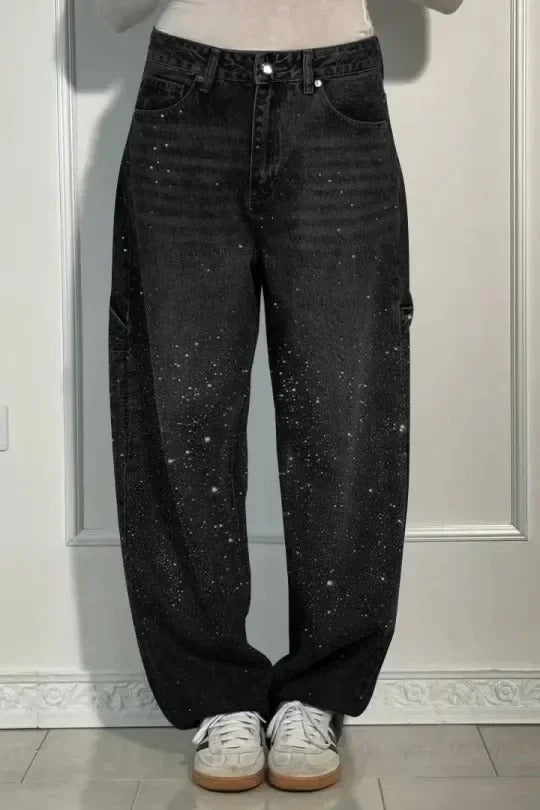 Knappficka High Rise Wide Leg Jeans