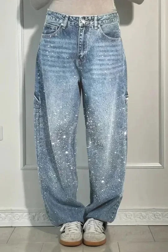 Knappficka High Rise Wide Leg Jeans