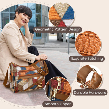 🔥Vintageväska med geometriskt mönster och Justerbar Rem👜