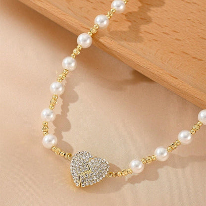 💖 Den perfekta presenten för kärlek och elegans - Magnetiskt pärlhalsband med hjärta 💖