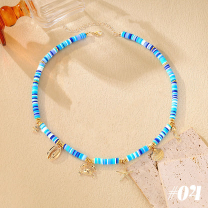 🌊Halsband med snäckor och sjöstjärnor i havsstil🐚