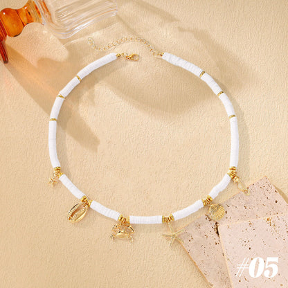 🌊Halsband med snäckor och sjöstjärnor i havsstil🐚