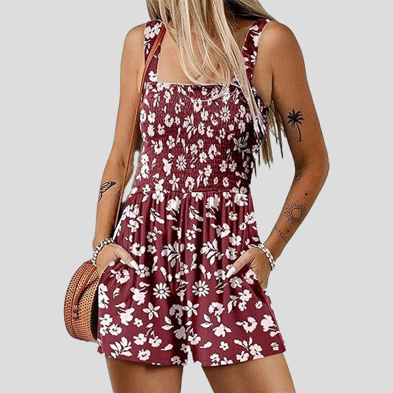☀️ Sommarjumpsuit för kvinnor med fyrkantig krage🌴