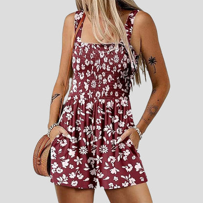 ☀️ Sommarjumpsuit för kvinnor med fyrkantig krage🌴