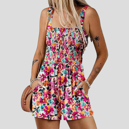 ☀️ Sommarjumpsuit för kvinnor med fyrkantig krage🌴