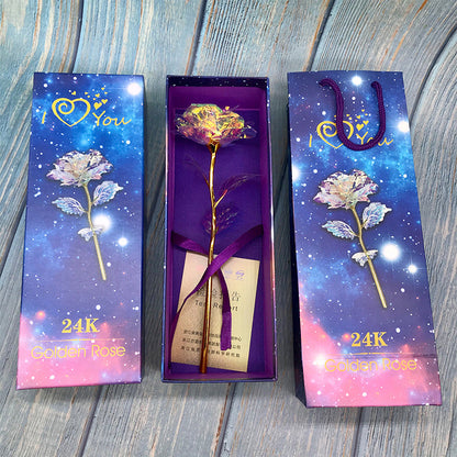 24K Färgglad Galaxy Rose