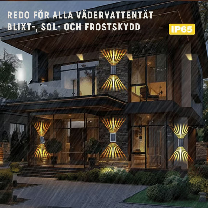 ☀️LED solcellsvägglampa utomhus vattentät