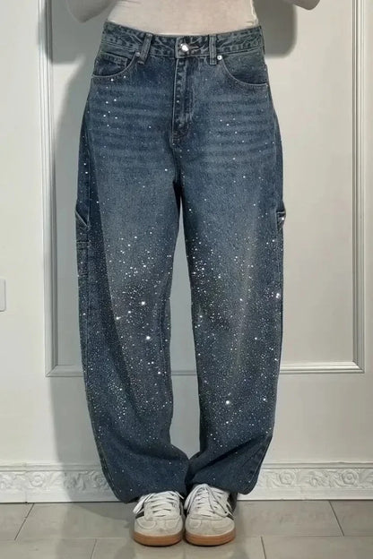 Knappficka High Rise Wide Leg Jeans