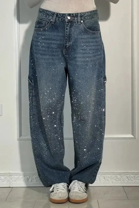 Knappficka High Rise Wide Leg Jeans