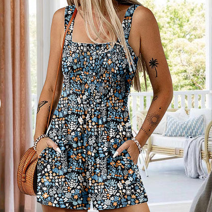 ☀️ Sommarjumpsuit för kvinnor med fyrkantig krage🌴