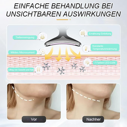 EMS RÖTT LJUSTERAPI ANSIKTE HALSLYFT RYNKBORTTAGARE ÅTNA MASSAGEAPPARAT