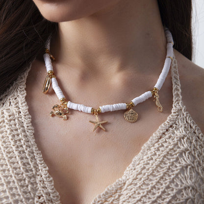 🌊Halsband med snäckor och sjöstjärnor i havsstil🐚