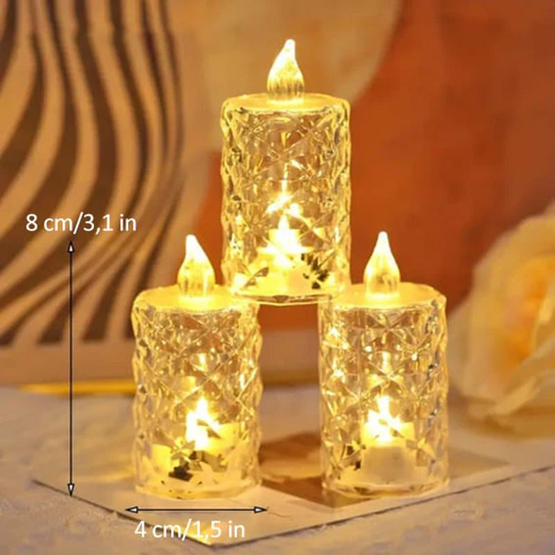 Flamlös ljusuppsättning i kristall