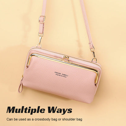 Multifunktionell PU-läderväska för mobiltelefon Crossbody axelväska