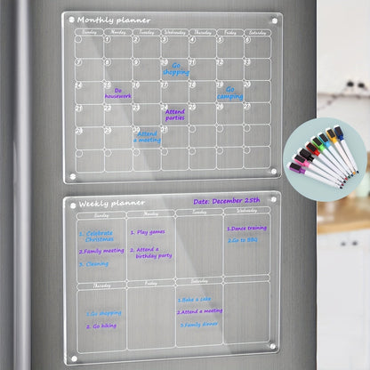 📆Magnetisk planeringskalender för kylskåpet [permanent återanvändbar]