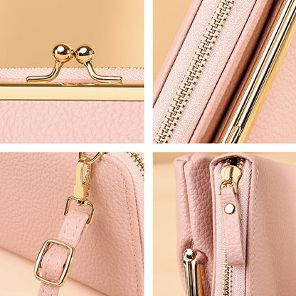 Multifunktionell PU-läderväska för mobiltelefon Crossbody axelväska
