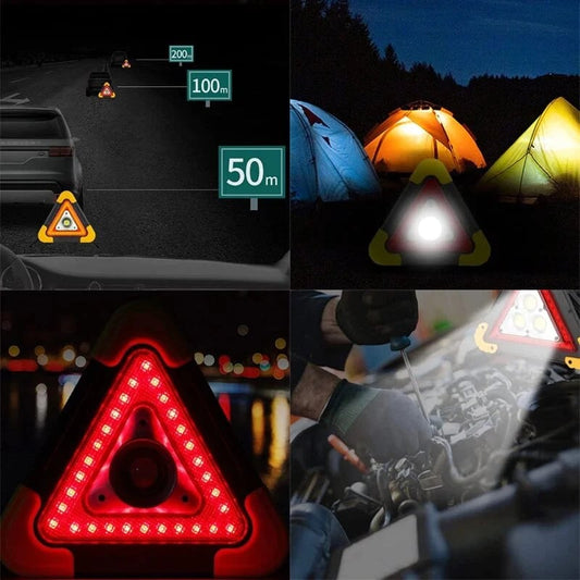 3-IN-1 solcellsdriven varningslampa med nödtriangel
