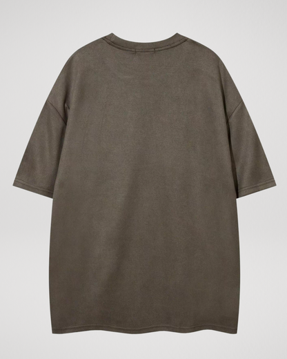 Kortärmad t-shirt med mockamotiv och taggbroderi för män🌵
