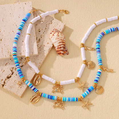 🌊Halsband med snäckor och sjöstjärnor i havsstil🐚
