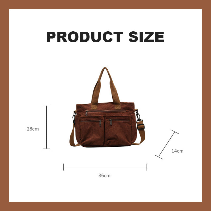 Corduroy stor kapacitet axel Messenger Bag