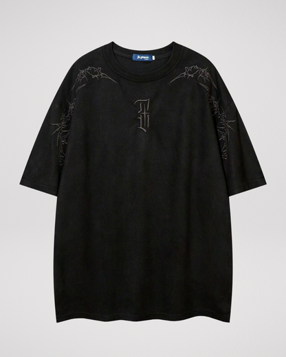 Kortärmad t-shirt med mockamotiv och taggbroderi för män🌵