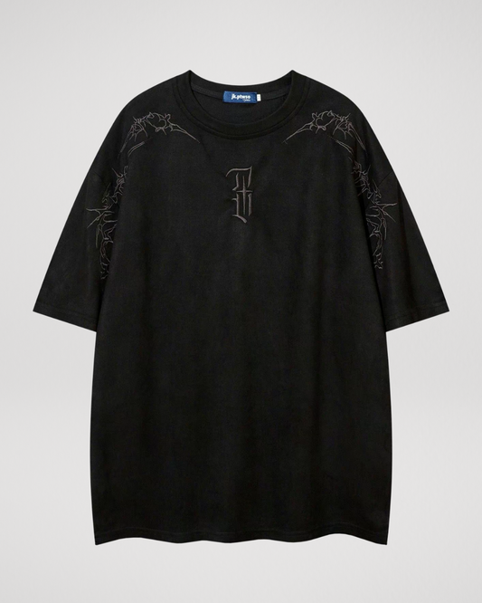 Kortärmad t-shirt med mockamotiv och taggbroderi för män🌵