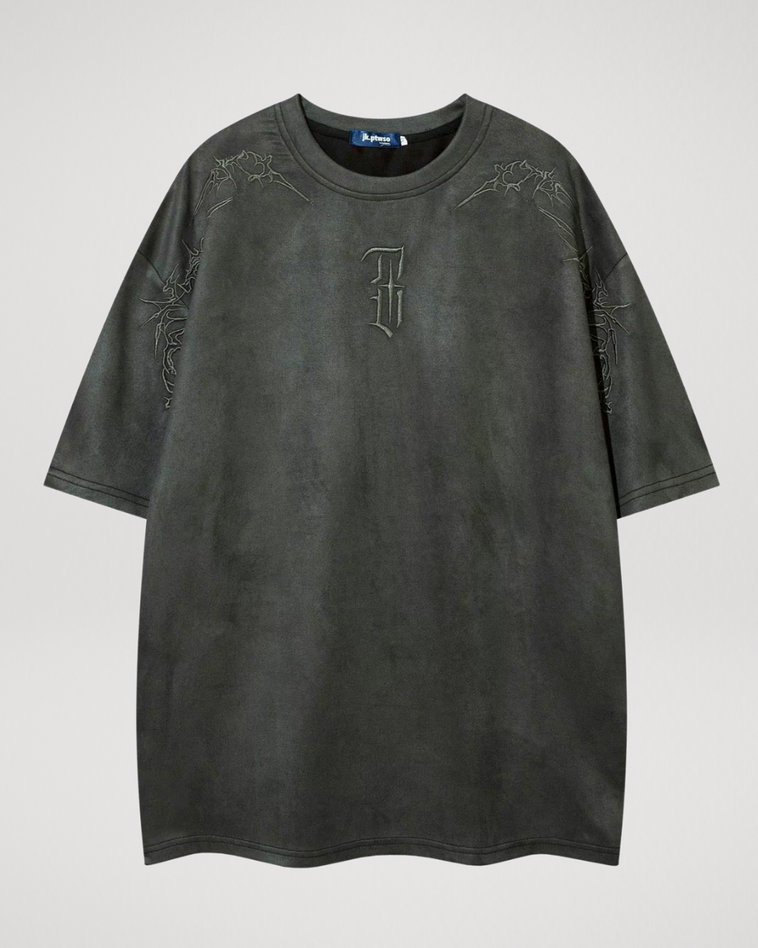 Kortärmad t-shirt med mockamotiv och taggbroderi för män🌵