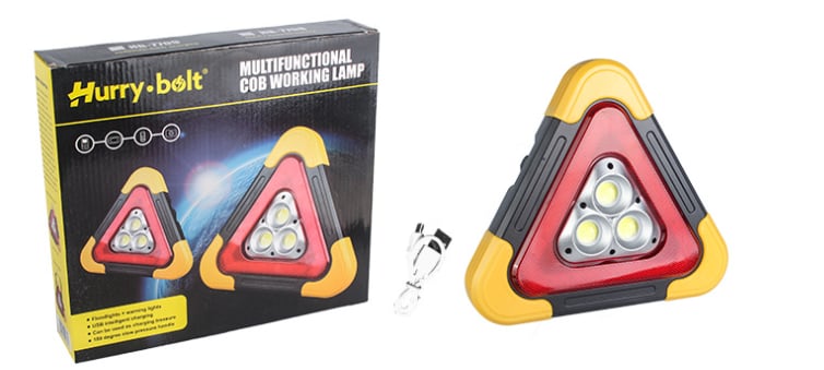 3-IN-1 solcellsdriven varningslampa med nödtriangel