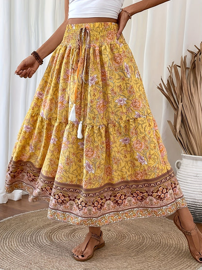 Tanja™Bohemisk Blommig Kjol Med Snörning