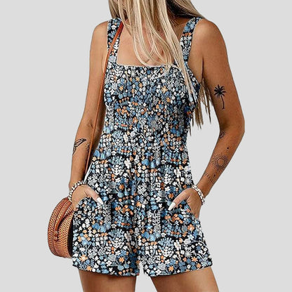 ☀️ Sommarjumpsuit för kvinnor med fyrkantig krage🌴